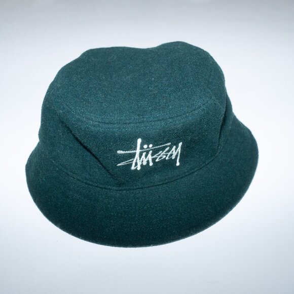 Stüssy Fuzzy Wool Basic Bucket Hat in Forest green main image 5